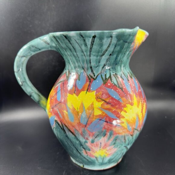 Vietri Italian RedWare Pottery Pitcher Carafe Jug Hand Painted Large Italy VTG - Picture 9 of 16